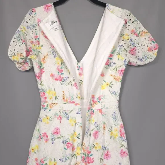 NWOT YUMI KIM Mini Dress Size 0 Be The One Floral Eyelet Cotton Mulberry Ivory